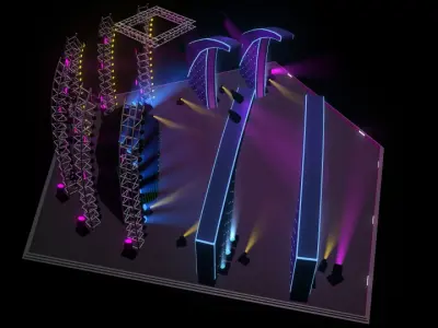 Stage with neon lights 3D model