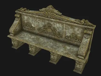 Stone Bench PBR Low-poly 3D model