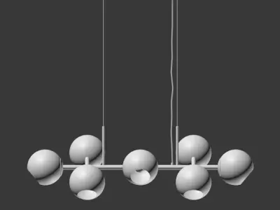  8 Light Staggered Glass Chandelier 3D model