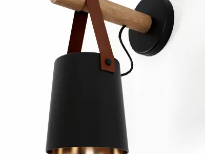 Nordic Wooden Hanging Wall Lamp 3D model