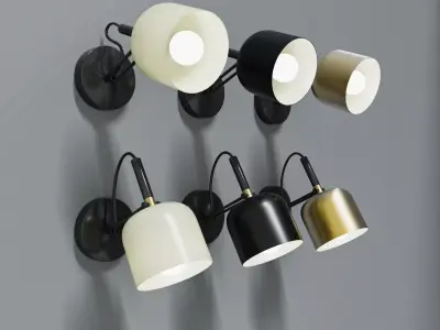 Wall sconces 3 colors 2 positions 3D model