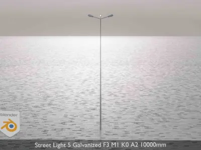 Street Light 5 Galvanized F3 M1 K0 A2 10000mm Low-poly 3D model