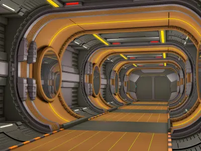 Sci Fi Corridor Spaceship 3D model
