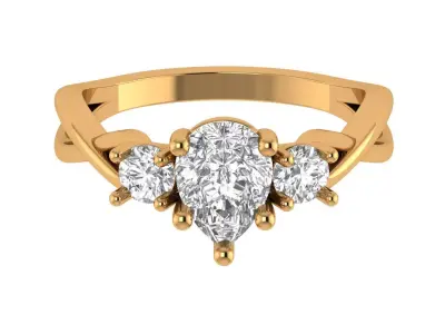 Pear Solitaire Ring 3D print model