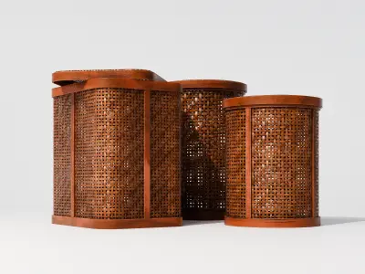 Wicker Bins Set Low-poly 3D model