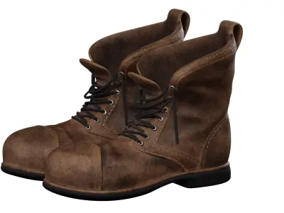 Old work boots Low-poly 3D model