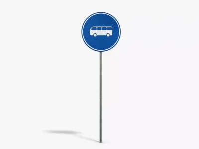 Bus Road Sign Low-poly 3D model