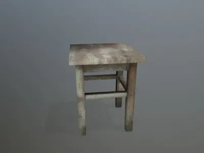 Footstool wooden table Low-poly 3D model