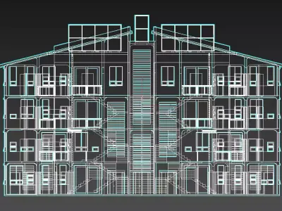 Modern Cubic Apartment Building - High-Detail Urban Architecture 3D model