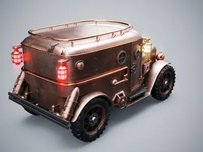  Steampunk Armored Van PBR Textured Vehicle 