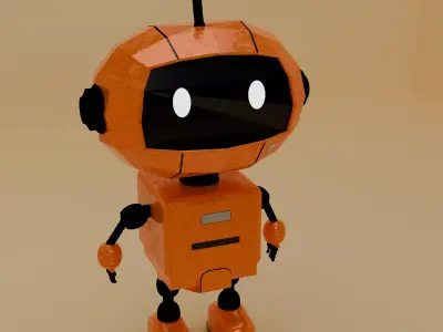 Cute Low Poly Robot 3D Model  Game Ready Character Low-poly 3D model