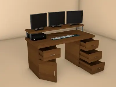 Wooden Desktop C4D Model Low-poly 3D model