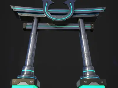 Japanese Tori gate Sci-Fi Low-poly 3D model