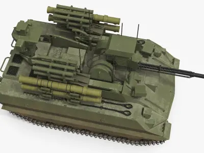  Uran-9 Armed Ground Unit with Muddy Tracks Green Used Rigged 
