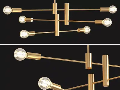 Three Tier Brushed Bronze Metal Ceiling Fixture Low-poly 3D model