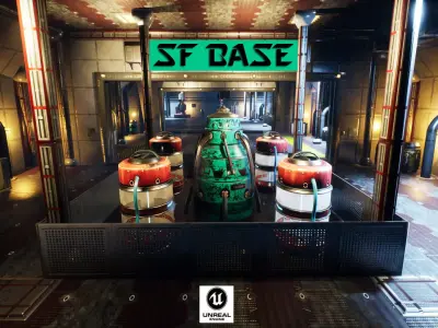 SF Base for Unreal Low-poly 3D model