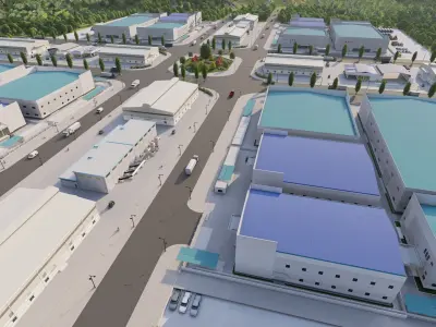 Industrial Factory-Factory building  3D model