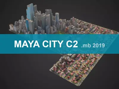 Realistic City C2 MAYA Low-poly 3D model