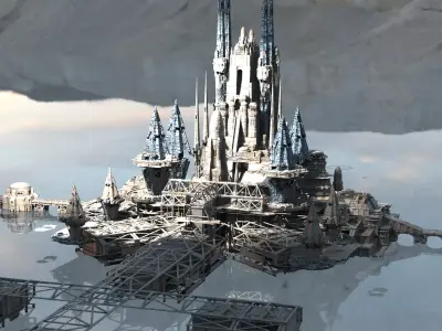 Arabian Oasis Island temple 3D model