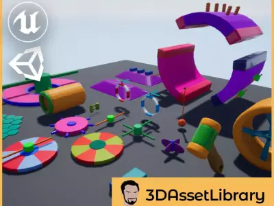 Fun Obstacle Course Expansion For Unreal And Unity Low-poly 3D model