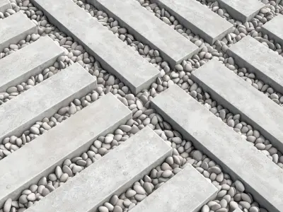 Paving long tile pebble low oval n7 3D model