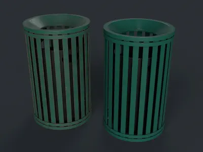 Street Trash Can 7 PBR Game Ready Low-poly 3D model