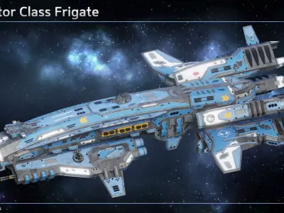 Spaceship Frigate Predator Low-poly 3D model
