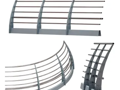 Metal bridge deck fencing of the embankment 3D model