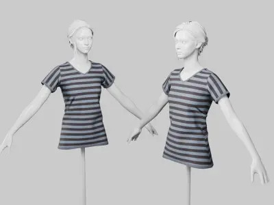 Female T-Shirt 01 Light Grey Low-poly 3D model
