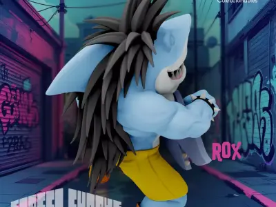 Street Shark - Rox with guitar - Animated Series 3D print model