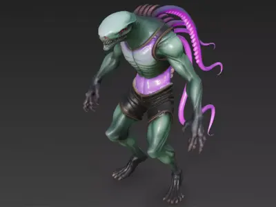 Tentacle Alien Monster 3D model 3D model