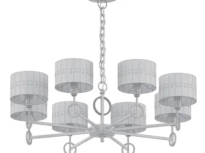 Guenael light chandelier in brass with shades 3D model