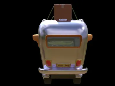 Stylized Cartoon Caravan Free low-poly 3D model
