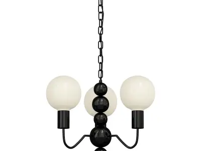 Modern Black Globe Chandelier White Glass 3D model