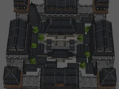 Ancient Chinese Three Kingdoms city Low-poly 3D model