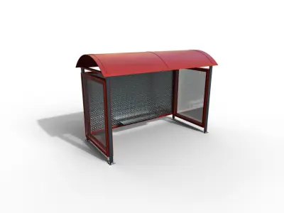 Pack 2 Modern bus stop Low-poly 3D model