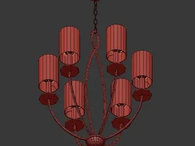 Castana Collection 6 Light Gold Chandelier with Fabric Shade 3D model