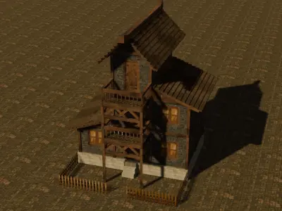 Medieval house eleven Low-poly 3D model