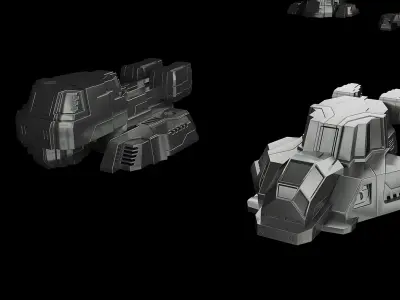 20 Spaceship Kitbash Set Hard Surface Low-poly 3D model