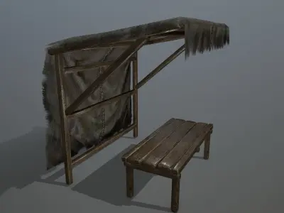 market  bench Low-poly 3D model