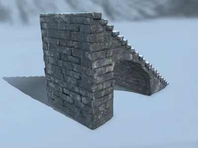 stairs set of in snow Low-poly 3D model