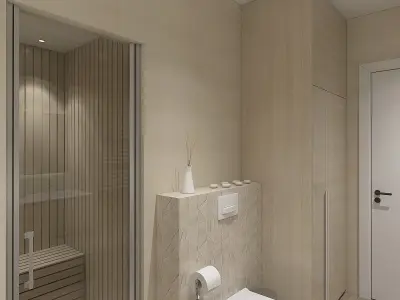Cozy bathroom with decorative tiles 3D model