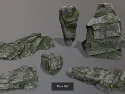 Rock Set rocks in shapes and sizes 3D Model Pack