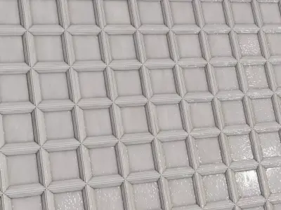 Classic White Waffle Ceiling Panel PBR Seamless Texture