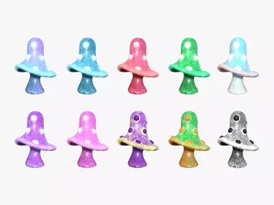 10 Fantasy Mushroom B Collection - Scene Backdrop Design 3D Model Pack