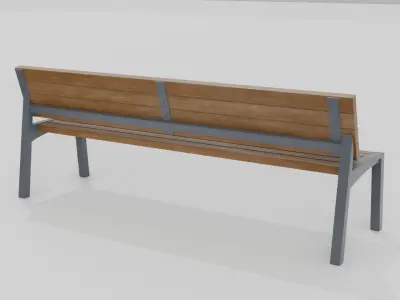 Outdoor Wooden Bench 17 Low-poly 3D model