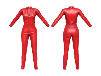 Red Leather Jumpsuit Low-poly 3D model