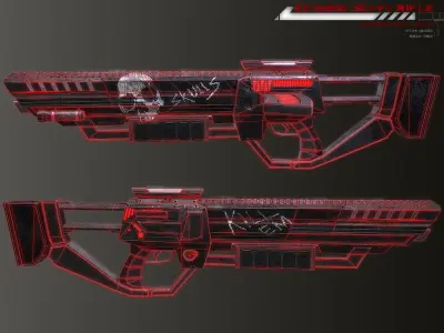 EX-5200 Sci-fi Rifle Lowpoly Low-poly 3D model