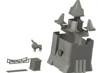 Kit of Voltron Castle Golion 5 Lion Robots 3D model