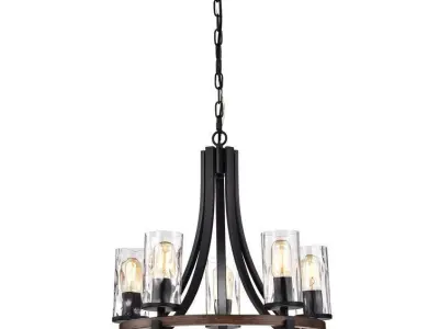 Davina Light Shaded Wagon Wheel Chandelier 3D model